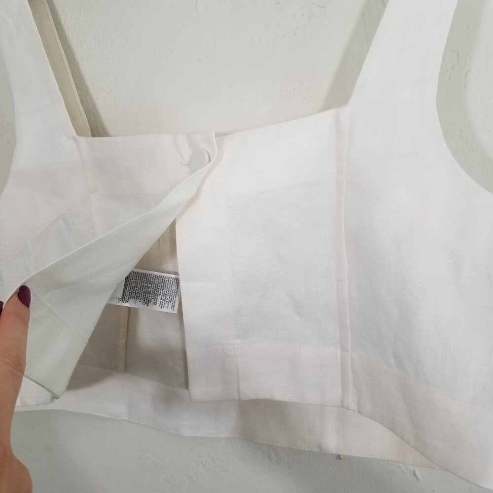 Banana Republic White Linen Square-Neck Crop Top - Picture 3 of 6